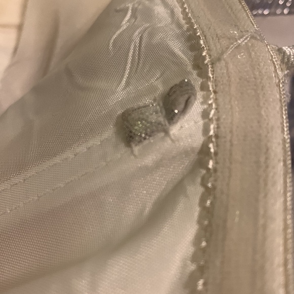 Aiden Maddox SZ 8 Silver Metallic and White Silk Wedding Formal Prom Gown - Picture 13 of 16